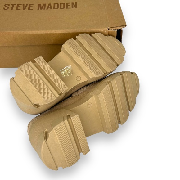 NWT Steve Madden Beth Penny Loafer in Sand Suede Chunky Lug Sole Slip On Tan NEW - Picture 6 of 7